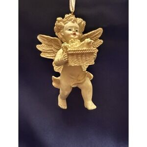 Vintage Avon Cherub Angel Ornament Basket of Fruit Gift Collection w/ Box[A1]